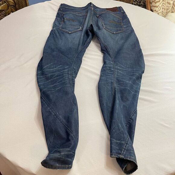 G Star Raw Dark Wash Whiskered Tapered Denim Jeans Size 38 X 34 - Picture 7 of 9